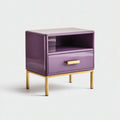 Two-drawer nightstand in green and wood finish with dimensions 40 x 40 x 50cm