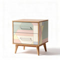 Multicolored geometric drawer nightstand in wood construction 45 x 40 x 50cm