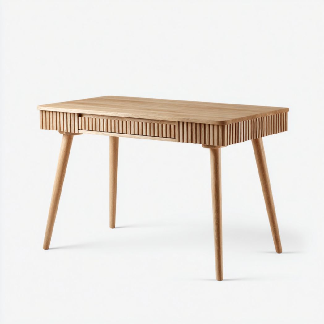 Wooden desk with two drawers in natural finish 80 x 50 x 75cm