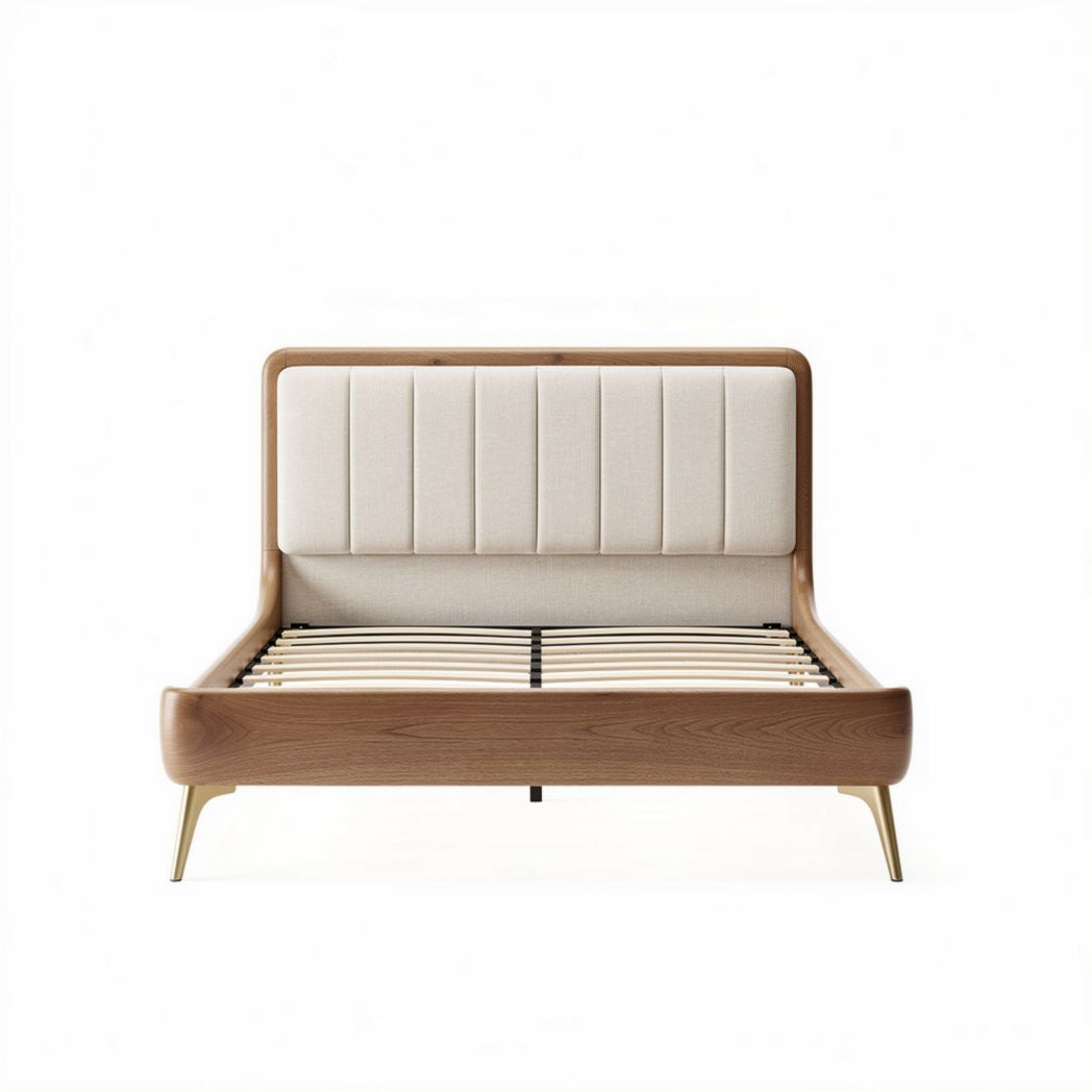 Wooden bed frame with upholstered headboard suitable for contemporary bedrooms 200 x 160 x 100cm