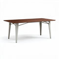 Wooden dining table with metal legs in walnut finish 150 x 75 x 75cm