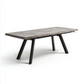 Concrete oval coffee table with black metal legs 200 x 100 x 75cm