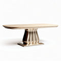 Dining table with decorative base and wood finish 200 x 100 x 75cm