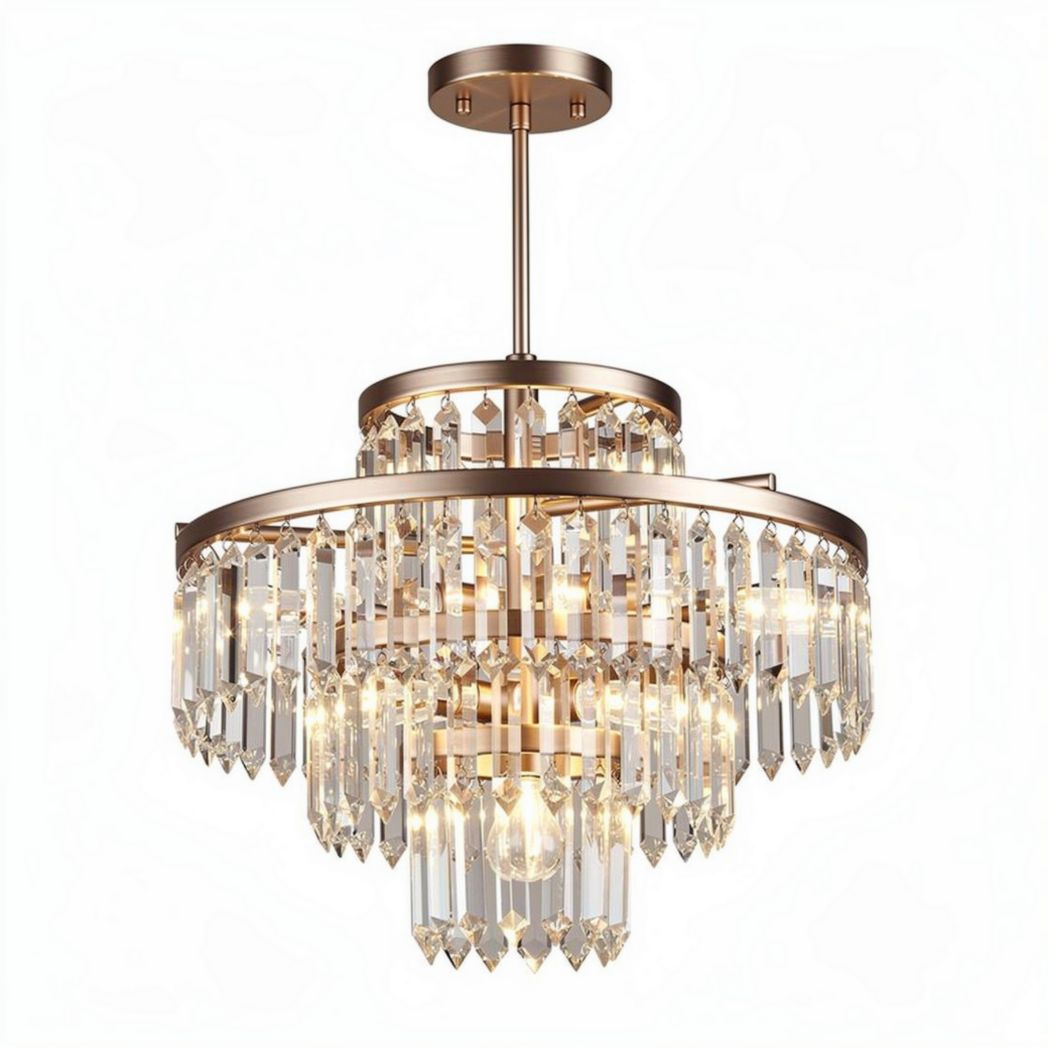 Crystal chandelier with metal base for living room dining room lighting