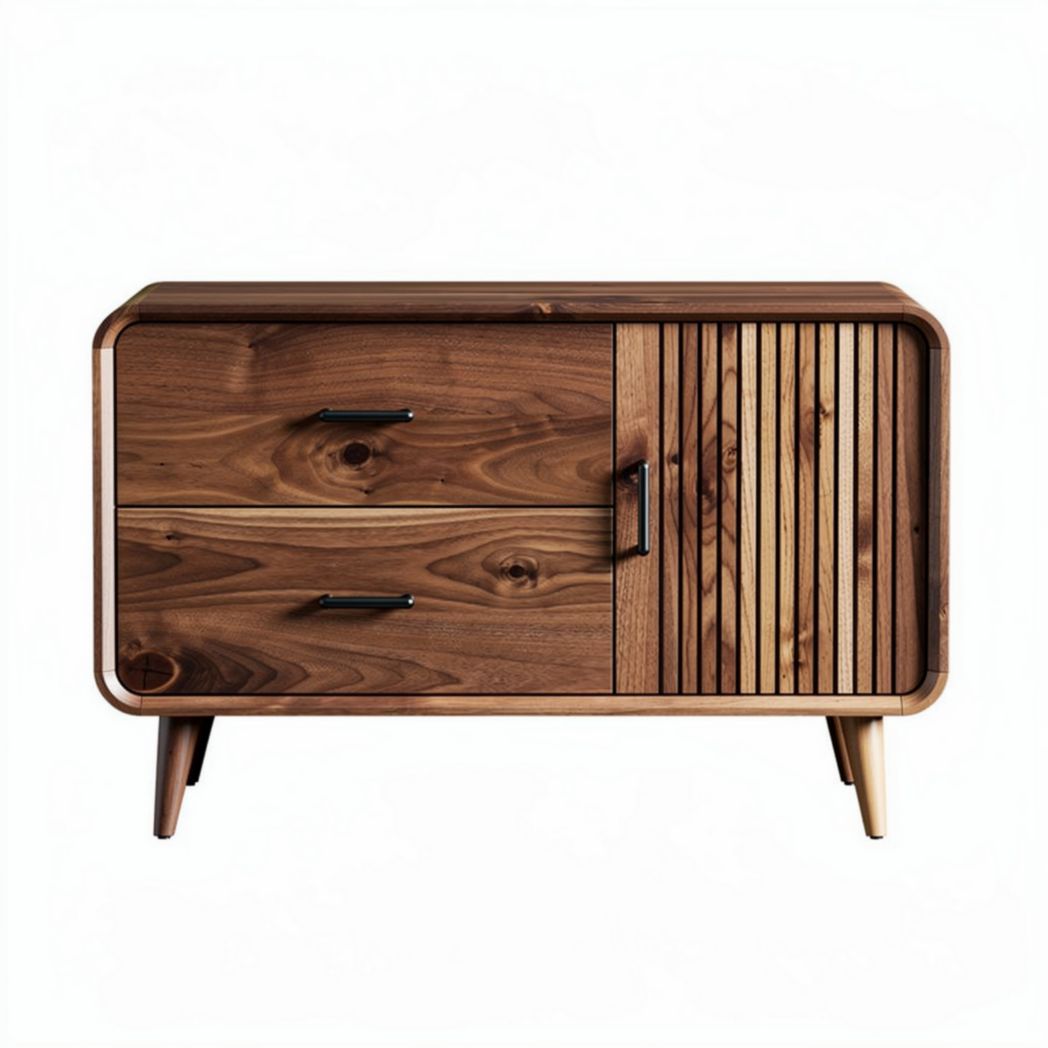 Wooden sideboard storage cabinet with two drawers and doors 60 x 40 x 30cm