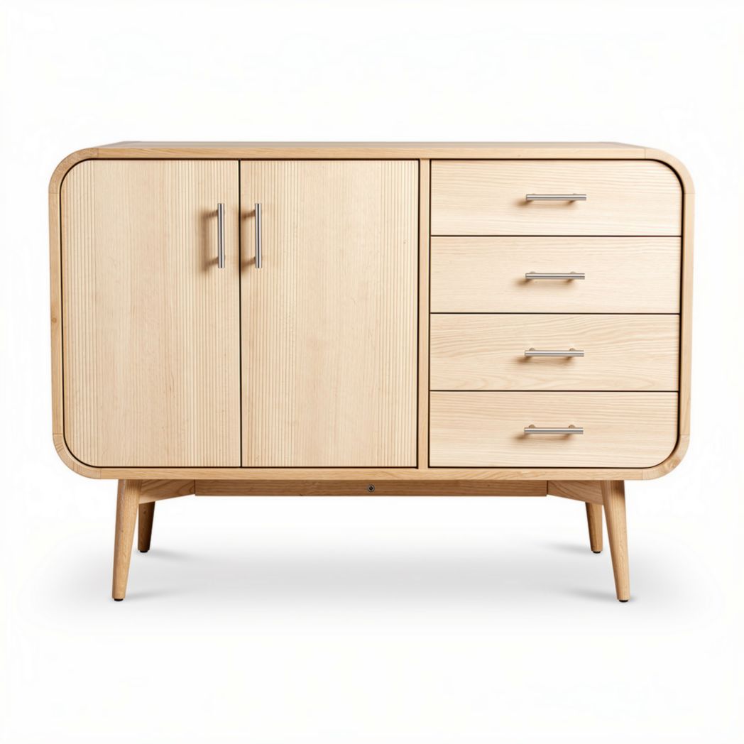 Wooden sideboard with four drawers and double doors 120 x 45 x 75cm